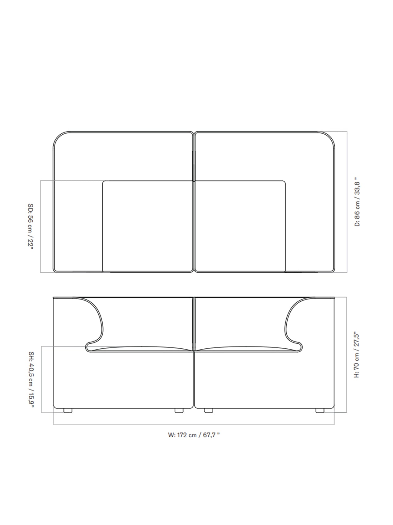 Eave Modular Sofa, 2-seater, Configuration 1