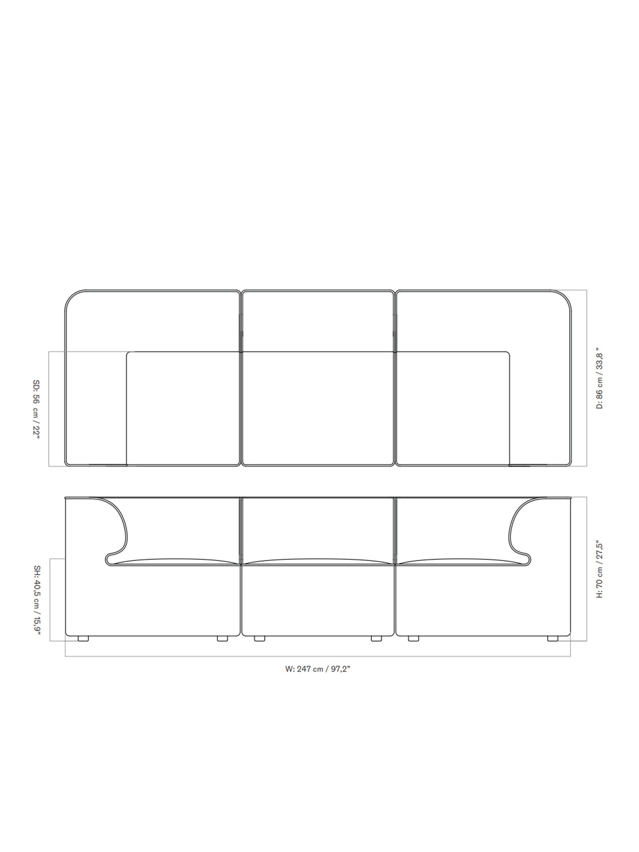 Eave Modular Sofa, 3-seater, Configuration 2